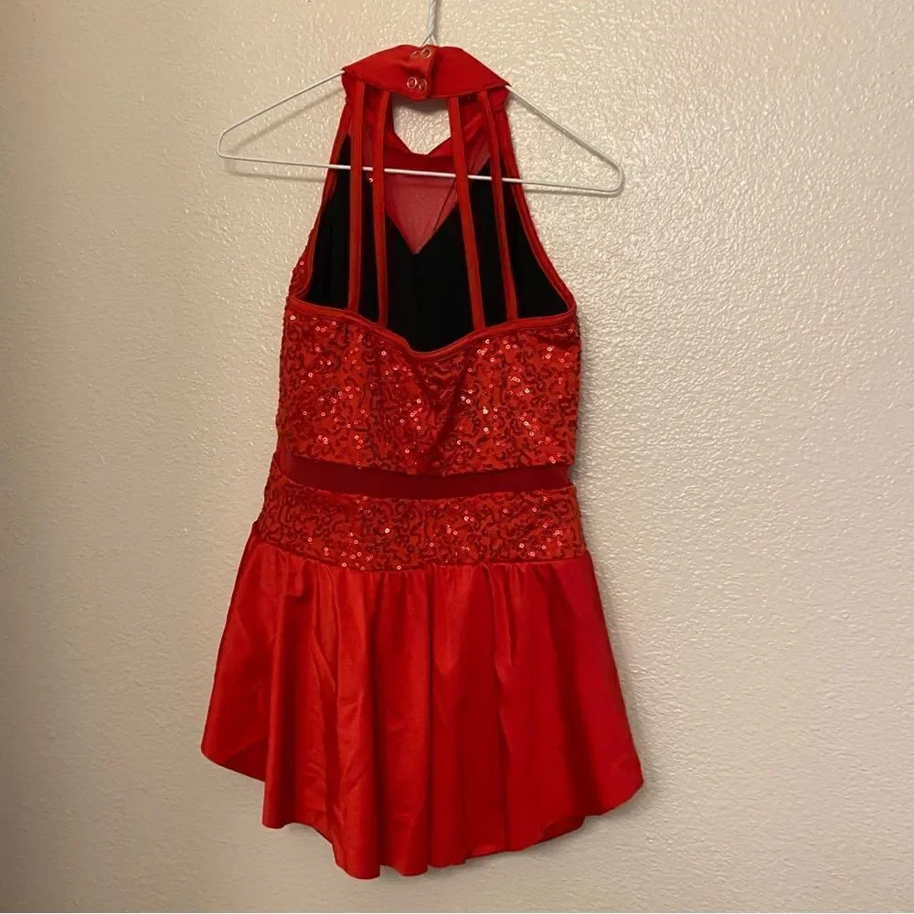 WEISSMAN Dance red sequin Costume leotard I Want Candy 11974 Child LC